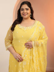 Libas ladies yellow kurti 3pcs set featuring a stylish design and comfortable fabric, perfect for casual wear.