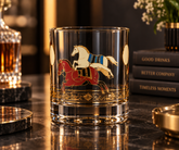 Lyte Club Premium Horse Design Glass Tumbler Set with Gift Box