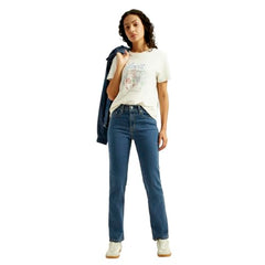 Women's High Rise 724 Slim Straight Fit Blue Jeans
