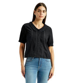 Women's Lace Black Peter Pan Collar Top