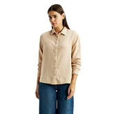 Levi's Women's Textured Beige Relaxed Fit Shirt