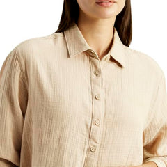 Levi's Women's Textured Beige Relaxed Fit Shirt