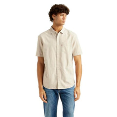 Levi's Men's Solid Beige Slim Fit Shirt