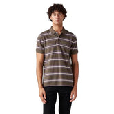 Men's Striped Slim Fit Textured Polo T-Shirt