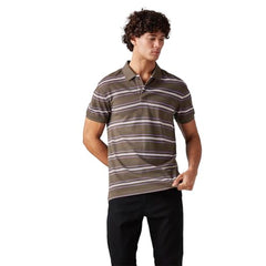 Men's Striped Slim Fit Textured Polo T-Shirt