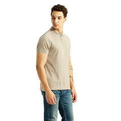 Levi's Men's Self Design Beige Slim Fit Polo T-Shirt