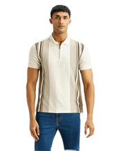 Levi's Men's Striped Off-White Slim Fit Polo T-Shirt