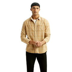 Levi's Men's Checkered Beige Slim Fit Shirt