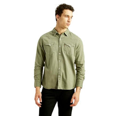 Levi's Men's Solid Olive Slim Fit Shirt
