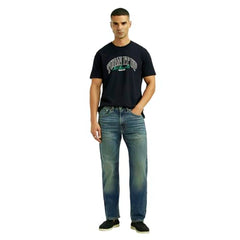 Men's 505 Blue Straight Fit Mid Rise Jeans