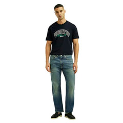 Men's 505 Blue Straight Fit Mid Rise Jeans
