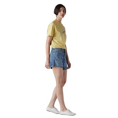 Women's Blue Ribcage Fit High Rise Shorts
