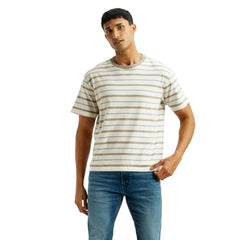 Levi's Men's Striped Off-White Boxy T-Shirt