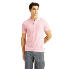 Levi's Men's Solid Light-Pink Slim Fit Polo T-Shirt