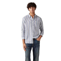 Men's Striped Slim Fit Linen Shirt