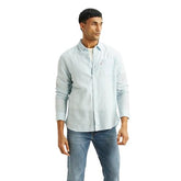 Levi's Men's Striped Light-Blue Slim Fit Shirt