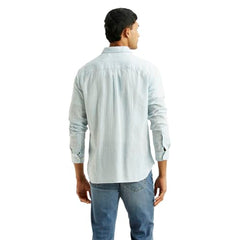Levi's Men's Striped Light-Blue Slim Fit Shirt