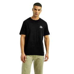 Men's Graphic Print Black Crew Neck T-Shirt
