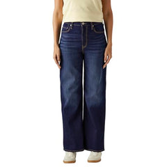 Women's Dark-Blue Ribcage Wide Leg Fit High Rise Jeans