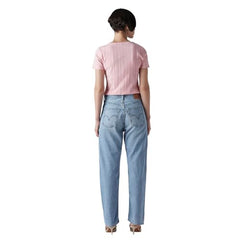 Women's Light-Blue Ribcage Straight Fit High Rise Jeans
