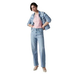Women's Light-Blue Ribcage Straight Fit High Rise Jeans