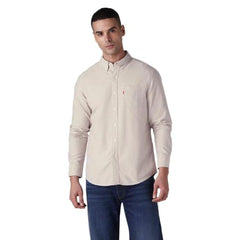 Levi's Men's Solid Slim Fit Oxford Shirt Beige