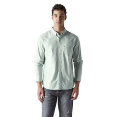 Levi's Men's Striped Slim Fit Oxford Shirt Green