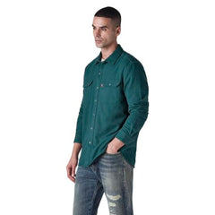 Levi's Men's Solid Relaxed Fit Flannel Shirt Teal