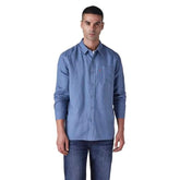 Levi's Men's Solid Slim Fit Linen Shirt Light-Blue