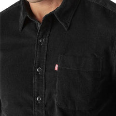 Levi's Men's Solid Slim Fit Corduroy Shirt Black