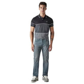 Levi's Men's 513 Greyish-Blue Slim Straight Fit Mid Rise Overdyed Jeans