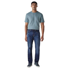 Levi's Men's 505 Dark-Blue Straight Fit Mid Rise Jeans