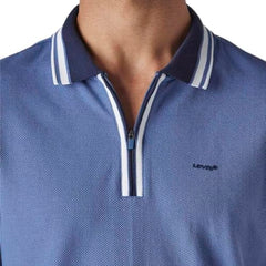 Levi's Men's Solid Blue Textured Polo T-Shirts