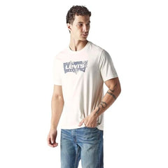 Levi's Men's Logo Printed Regular Fit Jersey T-Shirt Cream