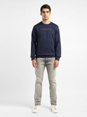 Men'S Brand Logo Blue Crew Neck Sweatshirt