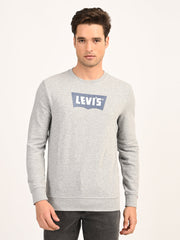 Men'S Typographic Print Light Grey Slim Fit Sweatshirt