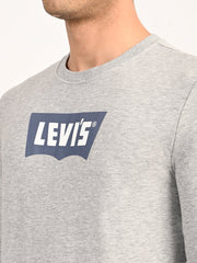 Men'S Typographic Print Light Grey Slim Fit Sweatshirt