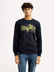Men'S Graphic Print Navy Slim Fit Sweatshirt