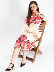 Madame Floral Printed Button Down Shirt A-Line Dress