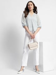 Madame Puffed Sleeve Dobby Sky Blue Top