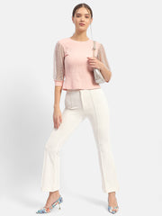 Madame Knit Sleeve Pink Regular Top