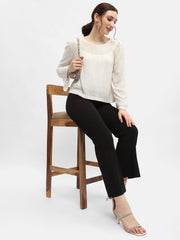 Madame Cut Out Back Off-White Knit Top