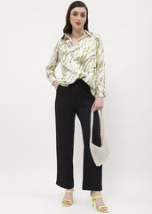 Madame Abstract Print Olive Green Regular Shirt