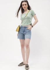 Madame Solid Mint Green Corset Style Top