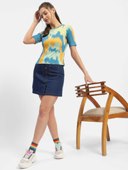 Madame Abstract Print Orange Regular T-Shirt