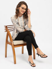 Madame Abstract Print Off-White Regular Top