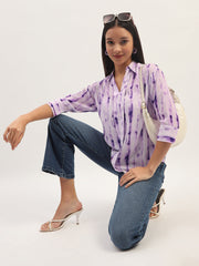 Madame Printed Full Sleeve Purple Shirt