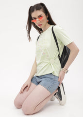 Madame Logo Print Neon Green Regular T-Shirt