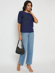 Madame Ladies Western Top H/S M5S18932 026 Navy