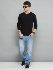 Men Black Solid Round Neck Full Sleeve T-Shirt - Goyalsons ShopMax